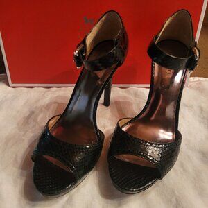 Coach Black Leather Python Heels- Size 9